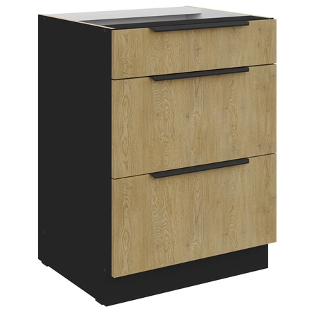 Szafka kuchenna stojąca z szufladami Crotone 60 D 3S BB metalowe uchwyty krawędziowe szafka odporna na działanie wilgoci i uszkodzenia 