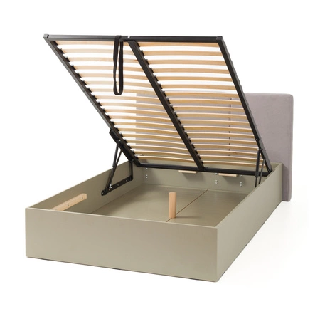 Łóżko Paguro 120x200 cm z pojemnikiem beż piaskowy idealne do pokoju dziecka z tapicerowanym zagłówkiem