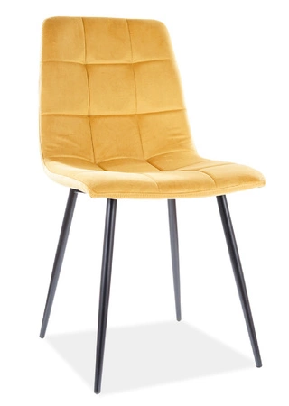 Krzesło tapicerowane Lima 41x45 cm żółte stylowe oraz funkcjonalne krzesło z metalowymi nogami