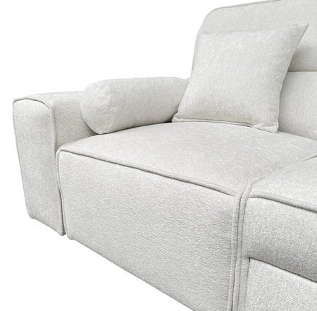 Narożnik z funkcją spania Viano XI szary błękit prawostronny modny i stylowy narożnik z regulowanymi zagłówkami ozdobne poduszki