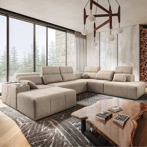 Narożnik z funkcją spania Tesalia X beżowy lewostronny nowoczesny i komfortowy narożnik z innowacyjną funkcją przesuwanego oparcia