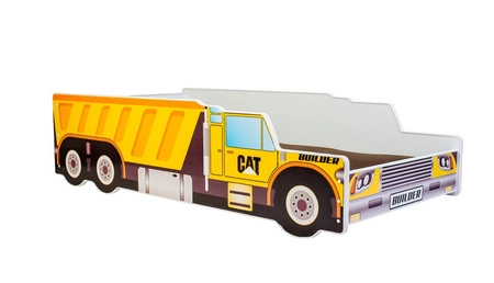 Łóżko Construction Car 70x140 cm designerskie łóżko z materacem w kształcie samochodu z ozdobnym nadrukiem solidne wykonanie