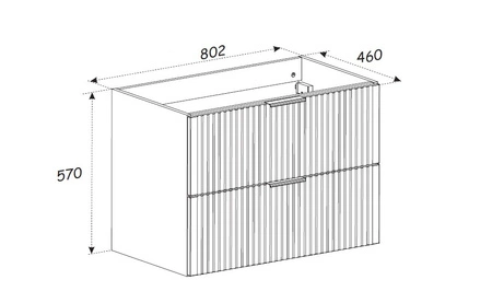 Zestaw mebli łazienkowych Adeel czarny stylowe meble z ryflowanymi frontami odporne i trwałe zestaw z szafką do umywalki nablatowej
