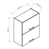 Szafka kuchenna wisząca Zova WS60GRF/2 biały / jasny szary szafka do kuchni z frontami otwieranymi do góry stylowe frezowane uchwyty