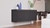 Komoda Nevea 150 cm czarny grafit elegancka komoda do salonu o oryginalnej i ciekawej stylistyce system otwierania drzwi push to open
