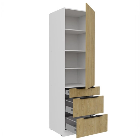 Słupek kuchenny Cremona 60 DKS-210 3S 1F szafka z szufladami odporna na działanie wilgoci i uszkodzenia metalowe uchwyty krawędziowe