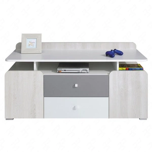 Szafka RTV Arona 120 cm biała / dąb wilton biały / szara idealna do pokoju młodzieżowego szafka pod telewizor w oryginalnej kolorystyce