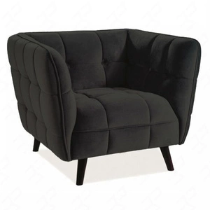 Fotel Castello czarny nowoczesny oraz funkcjonalny fotel z drewnianymi nogami komfortowy podczas wypoczynku