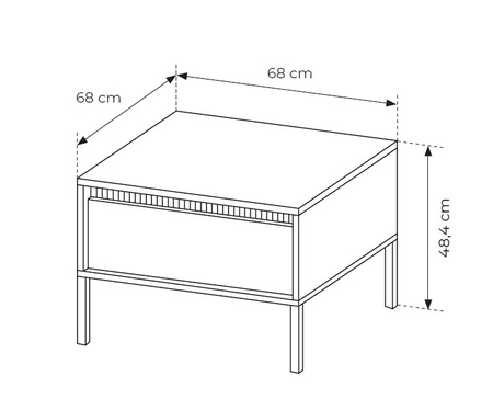 Stolik kawowy Sesti beżowy elegancki design stolik z pojemną szufladą osadzony na metalowej podstawie ozdobne ryflowanie