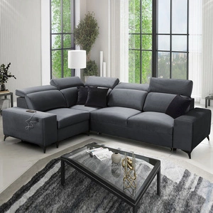 Narożnik z funkcją spania Kelly Sleek II grafitowy lewostronny elegancki narożnik do salonu wykonany z miękkiej tkaniny typu velvet