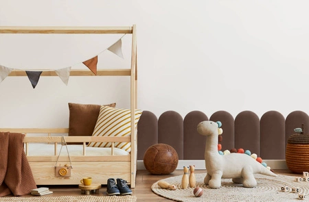 Panel tapicerowany Wally 30x80 cm brązowy stylowy panel ścienny płotek welurowa tkanina modne wykończenie każdej aranżacji