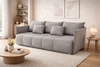 Kanapa rozkładana Selva jasny szary funkcjonalna sofa do salonu z pojemnikiem na pościel wykonana z miękkiej tkaniny typu velvet