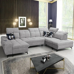 Narożnik z funkcją spania Buffalo VI szary popiel lewostronny funkcjonalny i stylowy narożnik rozkładany z pojemnikami na pościel