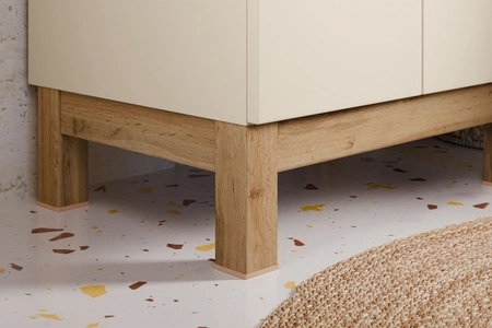 Szafka pod umywalkę Bali 80 cm beżowy / dąb wotan nowoczesna szafka do łazienki osadzona na stabilnych nogach oryginalny design