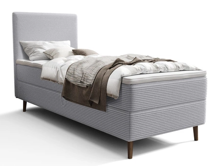 Łóżko kontynentalne Totti 80x200 szary popiel stylowe łóżko z pojemnikiem na pościel trójwymiarowa tkanina o wyrazistych prążkach