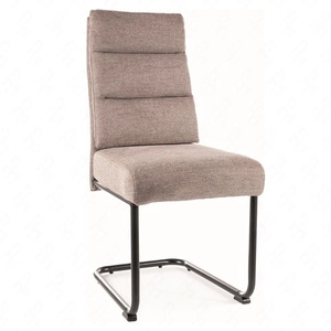 Krzesło tapicerowane Berry beżowe nowoczesne oraz funkcjonalne krzesło do jadalni z metalowymi płozami krzesło z uchwytem