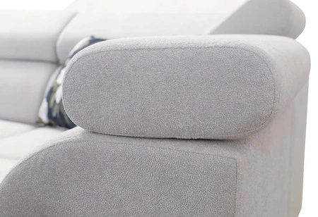 Narożnik z funkcją spania Flavio II beżowy prawostronny wygodny narożnik rozkładany otwierany barek w boczku mebla