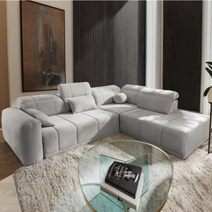 Narożnik z funkcją spania Cetara VII szary popiel prawostronny wysokiej jakości narożnik do salonu z komfortowym przesuwanym oparciem