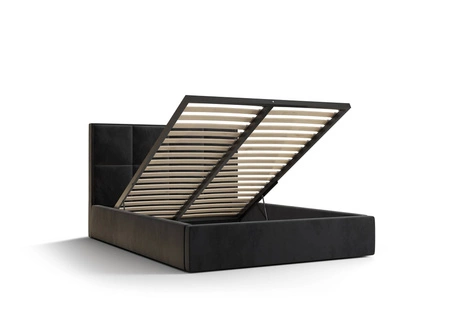 Łóżko tapicerowane Aresa 160x200 z pojemnikiem grafit w nowoczesnym skandynawskim stylu z wygodnym zagłówkiem