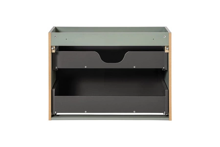 Szafka pod umywalkę Line Reed Green 80 cm szałwiowa designerska szafka z ryflowanymi frontami pojemne szuflady modna kolorystyka
