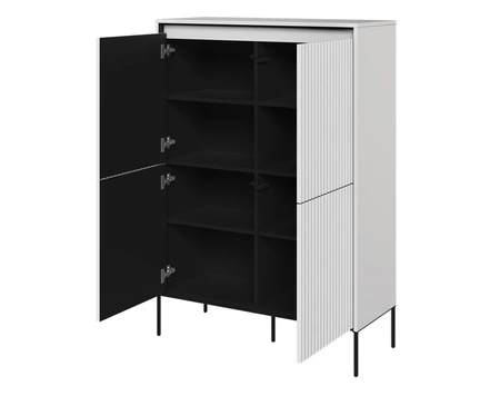 Komoda wysoka Trend 98 cm biała elegancka i stylowa komoda o wyjątkowym charakterze ryflowane fronty z oświetleniem LED