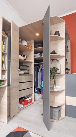 Zestaw mebli Dzeta dąb / antracyt idealna propozycja do pokoju młodzieżowego lub dziecięcego w modnym stylu