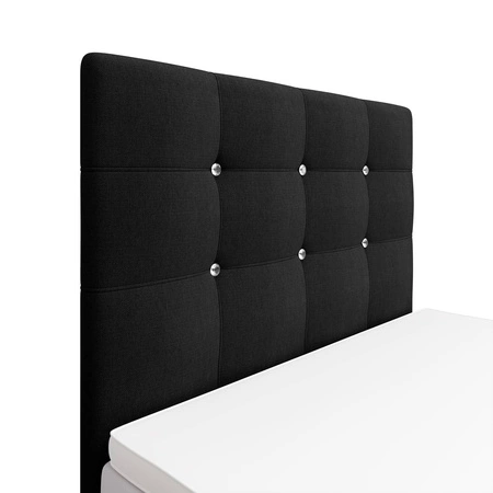 Łóżko kontynentalne Kingston 90x200 czarne w nowoczesnym skandynawskim stylu z tapicerowanym zagłówkiem z kryształkami łóżko z pojemnikiem