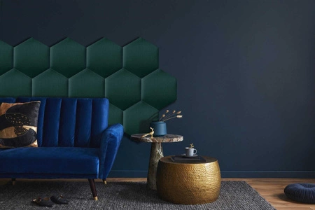 Panel tapicerowany Heksagon 30x26 cm turkusowy stylowy panel ścienny welurowa tkanina modna dekoracja każdego wnętrza