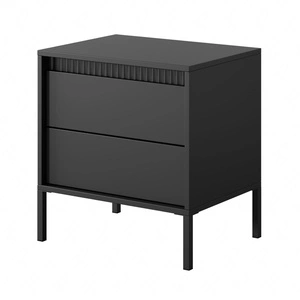 Szafka nocna Sesti czarna z szufladami nowoczesny design szafka o oryginalnym wyglądzie osadzona na stabilnej metalowej podstawie