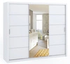 Szafa przesuwna z lustrem Rico 250 cm biała pojemna szafa do sypialni garderoby lub przedpokoju klasyczna forma o geometrycznych kształtach