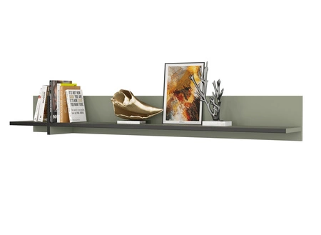 Półka Cross 180 cm zielona prosta forma w nowoczesnym wydaniu praktyczna półka na ścianę do salonu jadalni lub pokoju dziennego