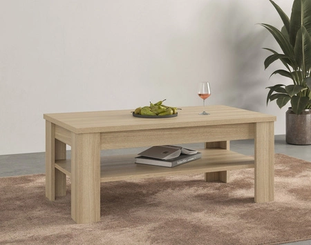 Stolik kawowy Cuba 120 cm dąb samdal stylowy stolik z półką wytrzymały odporny blat idealny stolik do każdej aranżacji