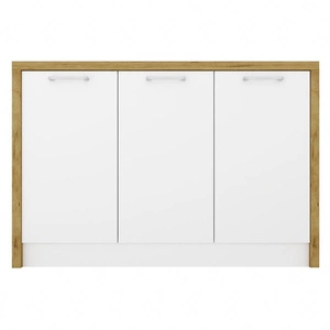 Wyspa kuchenna Vita 127 cm dąb artisan / biały połysk praktyczna i funkcjonalna wyspa do kuchni o nietuzinkowym wykończeniu