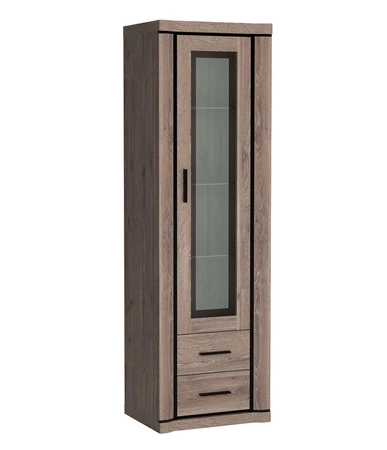 Zestaw mebli do salonu Dallas dąb truflowy / czarny elegancka stylistyka mebli wzbogacona o stylowe czarne dodatki oryginalny kształt