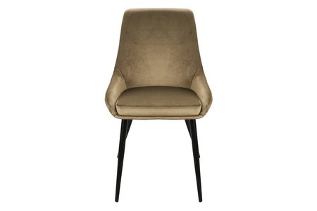 Krzesło tapicerowane Cobe oliwkowe nowoczesne oraz funkcjonalne krzesło do jadalni z metalowymi nogami