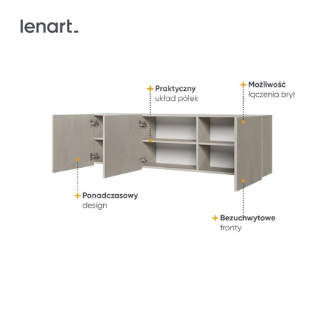 Szafka wisząca Teen Flex 150 cm silk flou ponadczasowy design bezuchwytowa szafka doskonale zaaranżuje przestrzeń nad biurkiem