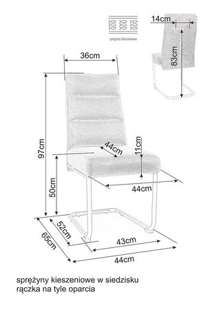 Krzesło tapicerowane Berry beżowe nowoczesne oraz funkcjonalne krzesło do jadalni z metalowymi płozami krzesło z uchwytem