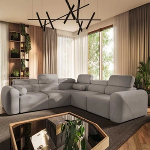 Narożnik z funkcją spania Cantare III szary popiel prawostronny komfortowy i stylowy narożnik do salonu dwa pojemniki na pościel