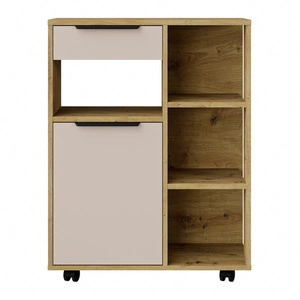 Szafka kuchenna Soela 70 cm dąb artisan / beżowy funkcjonalna szafka kuchenna z kółkami idealny mebel do przechowywania naczyń