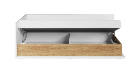 Łóżko Simi 90x200 cm biały / hikora naturalna lewostronne wygodne łóżko w stylu nowoczesnym tapczan z pojemnikiem na pościel