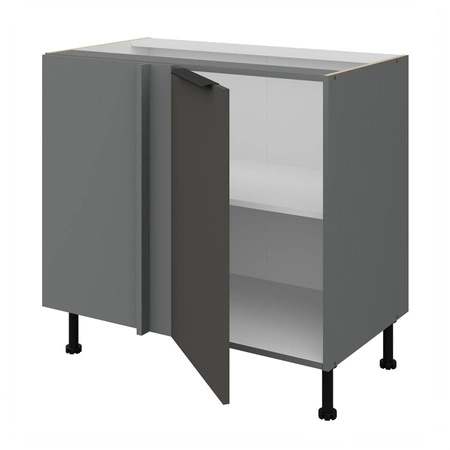 Szafka kuchenna narożna dostawiana Aversa Ant 105 ND 1F BB lewa fronty szafki kuchennej wykończone w technologii anti fingerprint