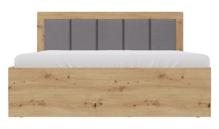 Łóżko Caspe 160x200 cm dąb artisan z pojemnikiem idealne łóżko do sypialni z częściowo tapicerowanym zagłówkiem