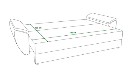 Kanapa rozkładana Fogu Bis zielona stylowa sofa z komfortowymi podłokietnikami sztruksowa tkanina obiciowa pojemnik na pościel