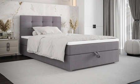 Łóżko kontynentalne Flint 100x200 szare w nowoczesnym skandynawskim stylu z tapicerowanym zagłówkiem łóżko z pojemnikiem