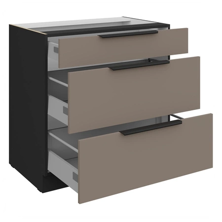 Szafka kuchenna stojąca z szufladami Fiuggi Bl 80 D 3S BB odporna na uszkodzenia wykończenie frontów w technologii anti fingerprint