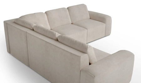 Narożnik z funkcją spania Arbon III czarny prawostronny wyjątkowo stylowy narożnik z pojemnikiem na pościel unikalny obły kształt