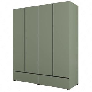 Szafa Cross 180 cm zielona prosta forma w nowoczesnym wydaniu idealna szafa do sypialni lub garderoby geometryczny kształt pojemne szuflady