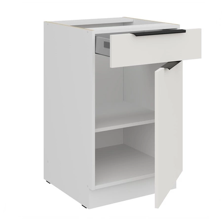 Szafka kuchenna stojąca z szufladą i półką Corato Wh 50 D 1F 1S BB fronty szafki kuchennej wykończone w technologii anti fingerprint