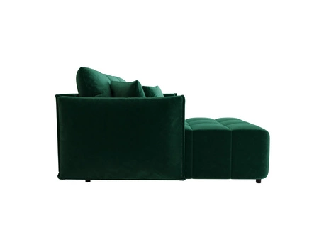 Narożnik z funkcją spania Oroso butelkowa zieleń lewostronny miękka tkanina typu velvet z powłoką hydrofobową pojemnik na pościel