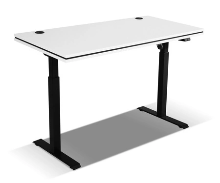 Biurko z regulacją wysokości Makana jasny szary uniwersalny i funkcjonalny mebel z blatem 56 mm do biura gabinetu lub pokoju młodzieżowego